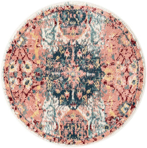 Pink 3' 3 x 3' 3 Sumter Round Area Rug Contemporary Durable Easy Clean Carpet for Bedrooms, Living Areas, Dining, Office, Dorms for Sale at Rug Engine