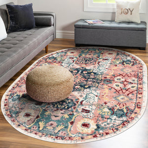 Pink 8' x 10' Sumter Oval Area Rug Contemporary Durable Easy Clean Carpet for Bedrooms, Living Areas, Dining, Office, Dorms for Sale at Rug Engine
