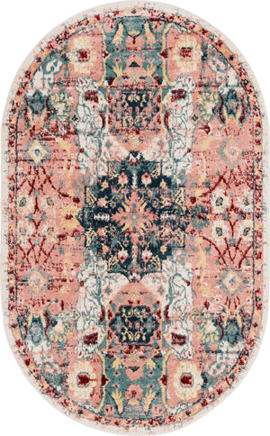 Pink 5' 1 x 8' Sumter Oval Area Rug Contemporary Durable Easy Clean Carpet for Bedrooms, Living Areas, Dining, Office, Dorms for Sale at Rug Engine