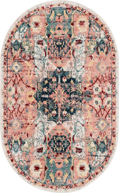 Pink 5' 1 x 8' Sumter Oval Area Rug Contemporary Durable Easy Clean Carpet for Bedrooms, Living Areas, Dining, Office, Dorms for Sale at Rug Engine