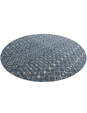 Blue 10' x 10' Outdoor Trellis Round Area Rug Weather Resistant for Patio, Deck, Terrace, Balcony, Porch Geometric Design Water Safe Outside Carpet for Sale at Rug Engine