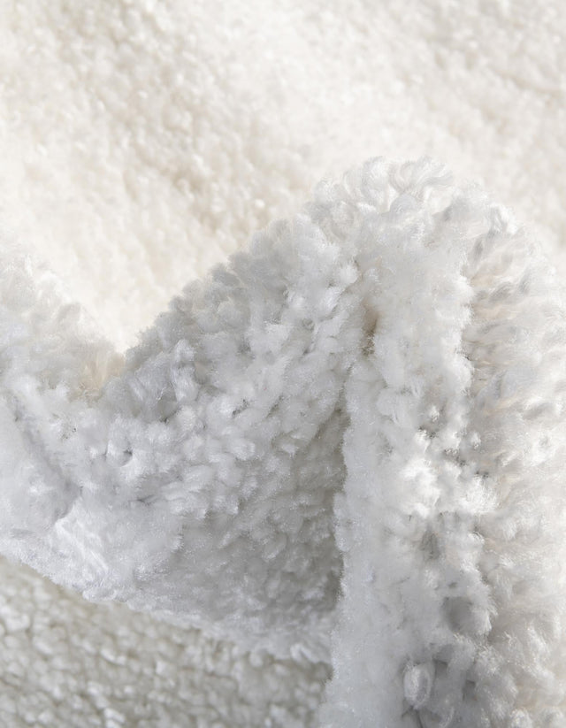 Snow White 3' 3 x 3' 3 Solo Round Area Rug Thick Soft Touch Fluffy & Plush Shaggy Pile