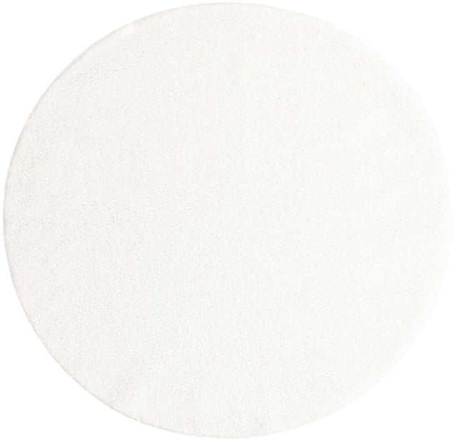 Snow White 5' 3 x 5' 3 Solo Round Area Rug Thick Soft Touch Fluffy & Plush Shaggy Pile