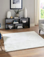 Snow White 7' 11 x 7' 11 Solo Square Area Rug Thick Soft Touch Fluffy & Plush Shaggy Pile Durable Minimalist Carpet for Classic Interior Design for Sale at Rug Engine