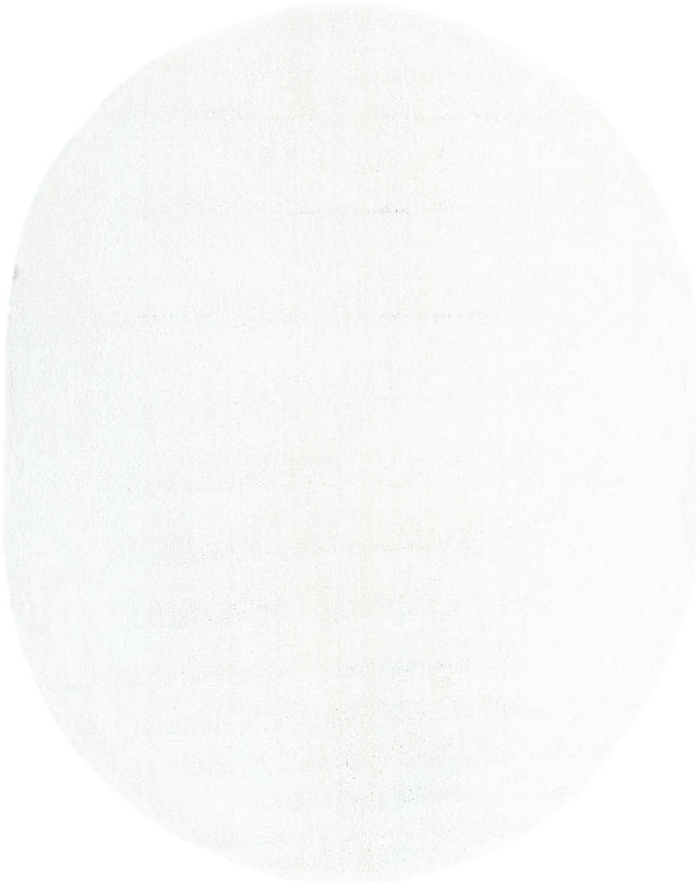 Snow White 7' 11 x 10' Solo Oval Area Rug Thick Soft Touch Fluffy & Plush Shaggy Pile