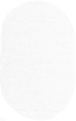 Snow White 5' x 8' Solo Oval Area Rug Thick Soft Touch Fluffy & Plush Shaggy Pile
