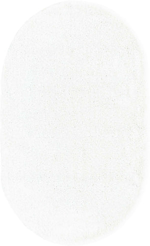 Snow White 3' 3 x 5' 3 Solo Oval Area Rug Thick Soft Touch Fluffy & Plush Shaggy Pile