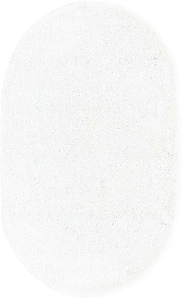 Snow White 3' 3 x 5' 3 Solo Oval Area Rug Thick Soft Touch Fluffy & Plush Shaggy Pile