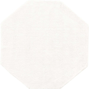 Snow White 7' 11 x 7' 11 Solo Octagon Area Rug Thick Soft Touch Fluffy & Plush Shaggy Pile