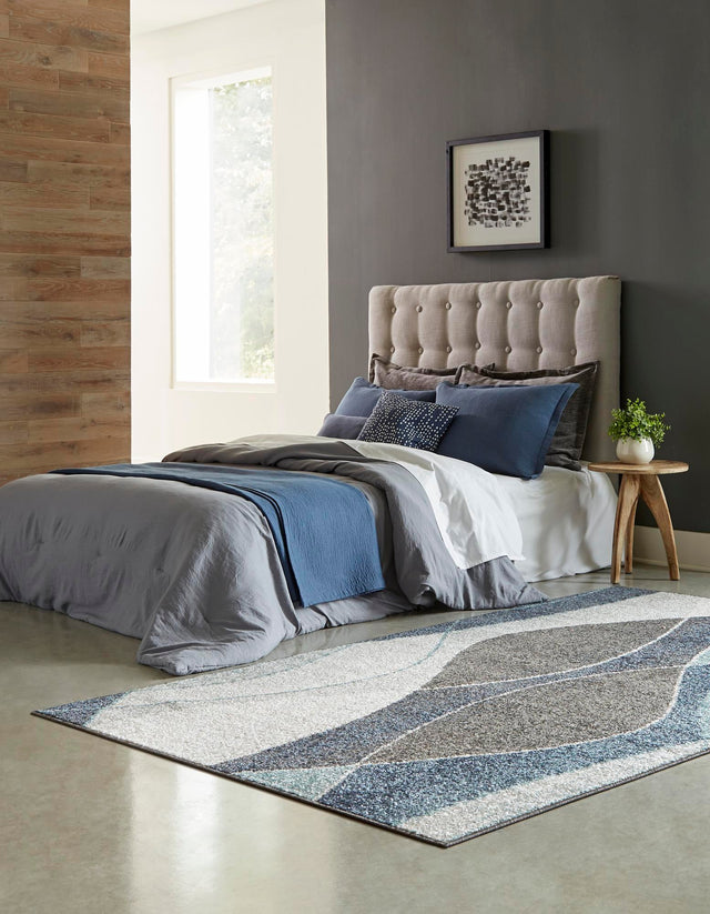 Blue Gray 9' x 12' Autumn Rectangle Area Rug 100% Polypropylene Durable Jute Backing Living Dining Room Bedroom Office Modern Decor Carpet for Sale at Rug Engine