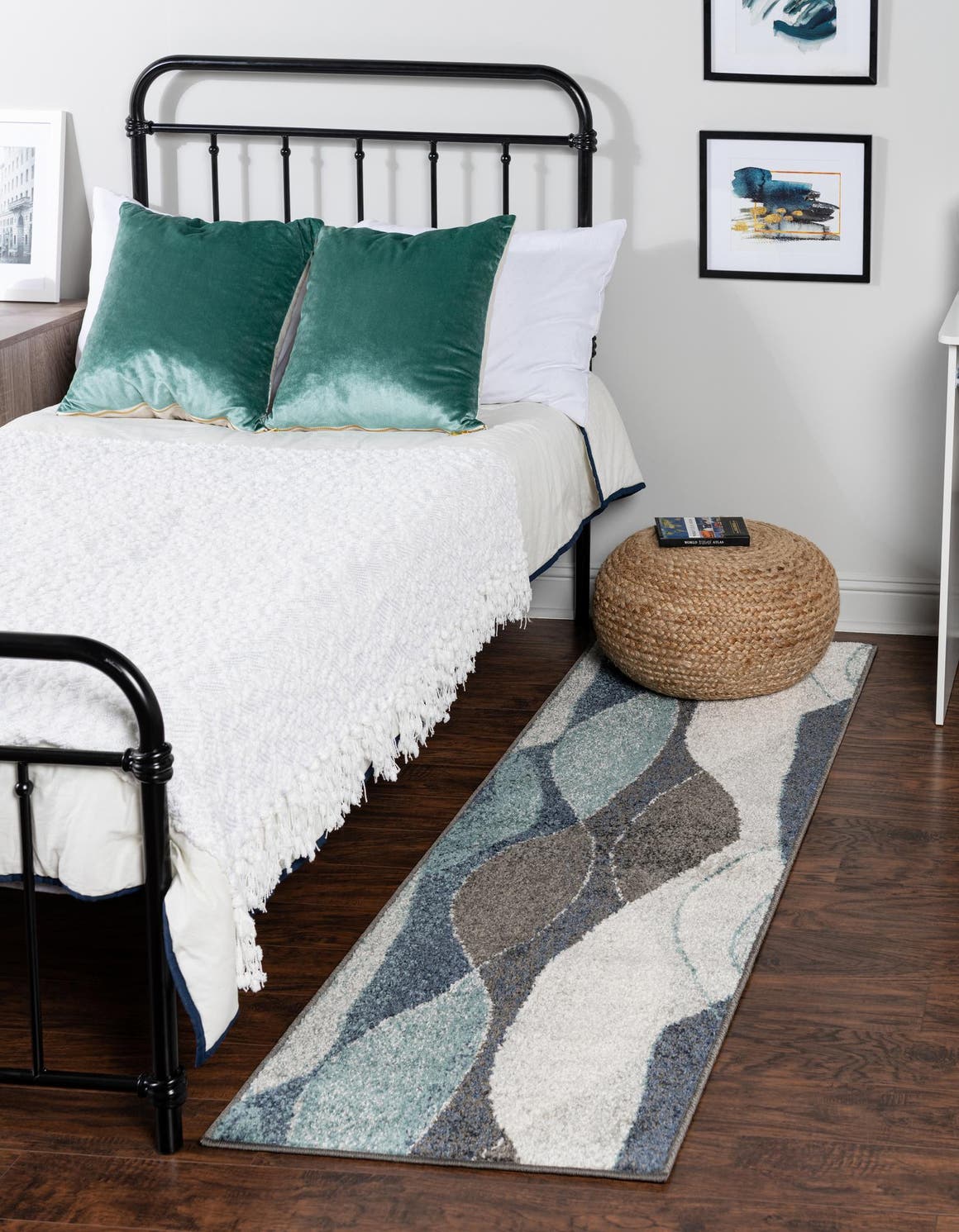 Blue Gray 2' 7 x 10' Autumn Runner Area Rug 100% Polypropylene Durable Jute Backing Living Dining Room Bedroom Office Modern Decor Carpet for Sale at Rug Engine