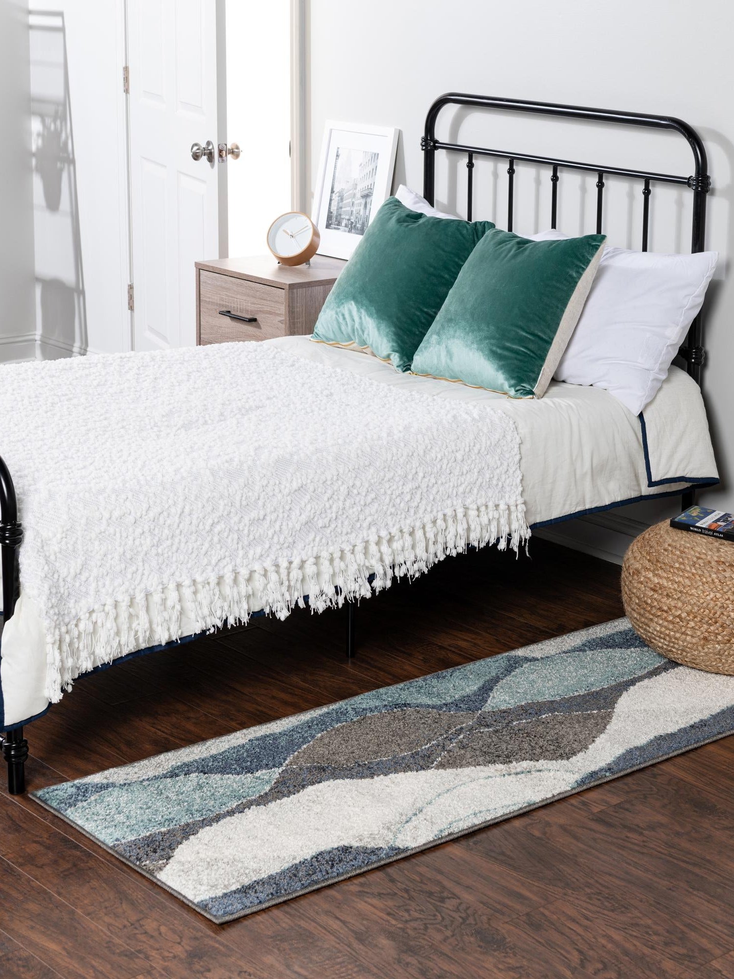 Blue Gray 2' x 6' 1 Autumn Runner Area Rug 100% Polypropylene Durable Jute Backing Living Dining Room Bedroom Office Modern Decor Carpet for Sale at Rug Engine