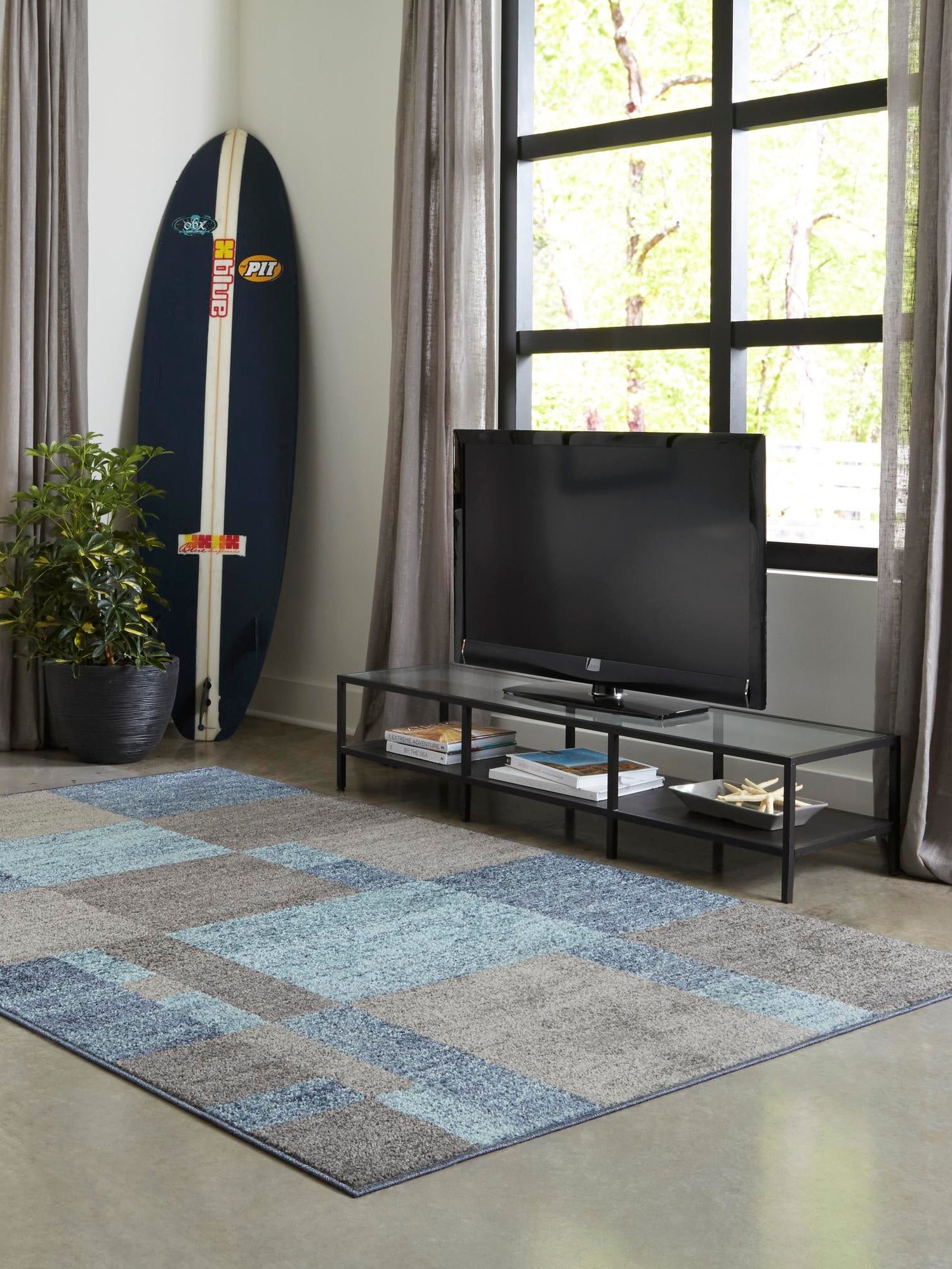 Blue Gray 7' 10 x 10' Autumn Rectangle Area Rug 100% Polypropylene Durable Jute Backing Living Dining Room Bedroom Office Modern Decor Carpet for Sale at Rug Engine