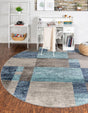 Blue Gray 7' 10 x 7' 10 Autumn Round Area Rug 100% Polypropylene Durable Jute Backing Living Dining Room Bedroom Office Modern Decor Carpet for Sale at Rug Engine