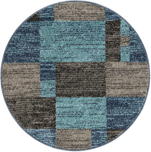 Blue Gray 3' 1 x 3' 1 Autumn Round Area Rug 100% Polypropylene Durable Jute Backing Living Dining Room Bedroom Office Modern Decor Carpet for Sale at Rug Engine