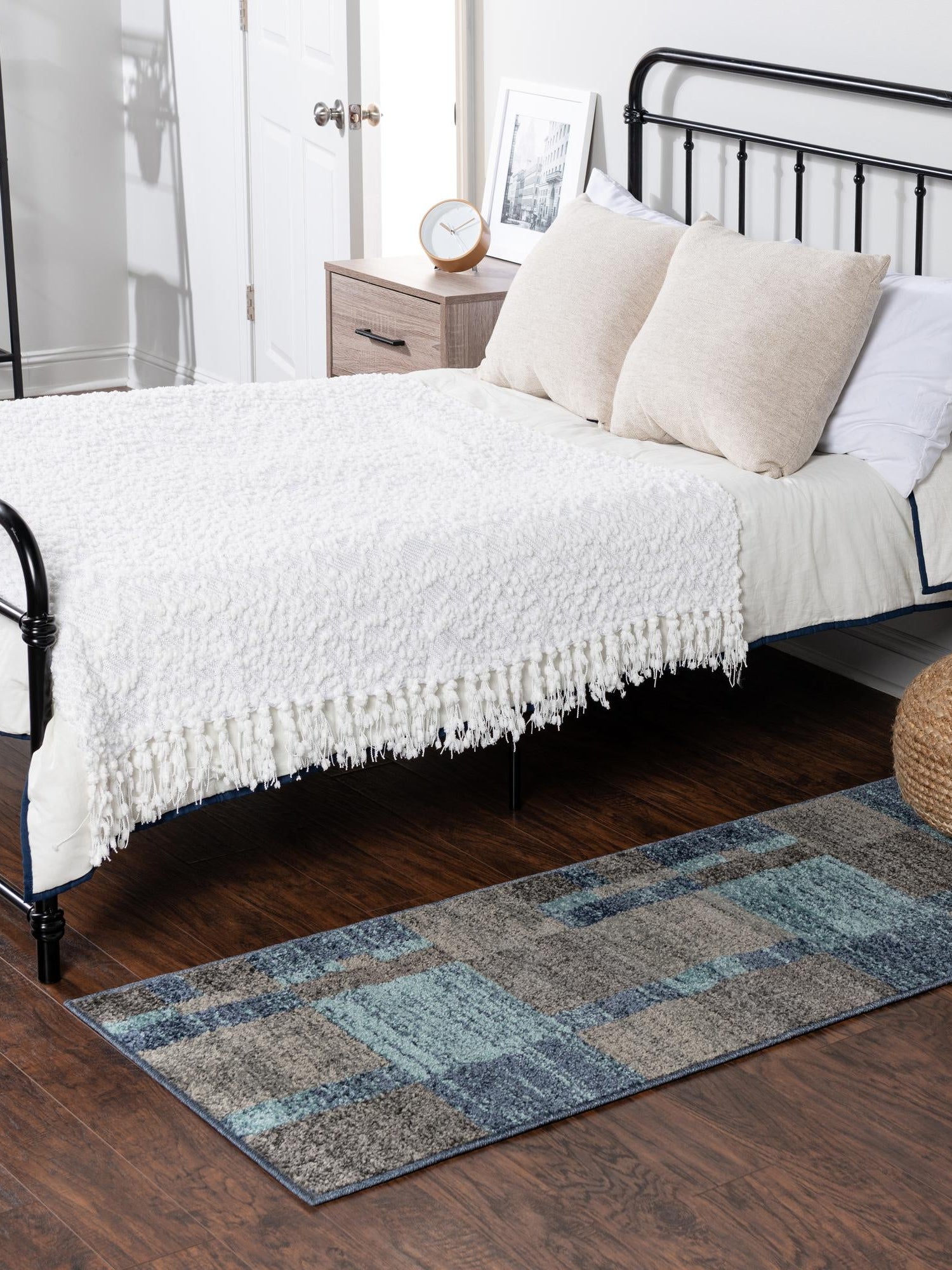 Blue Gray 2' 7 x 10' Autumn Runner Area Rug 100% Polypropylene Durable Jute Backing Living Dining Room Bedroom Office Modern Decor Carpet for Sale at Rug Engine