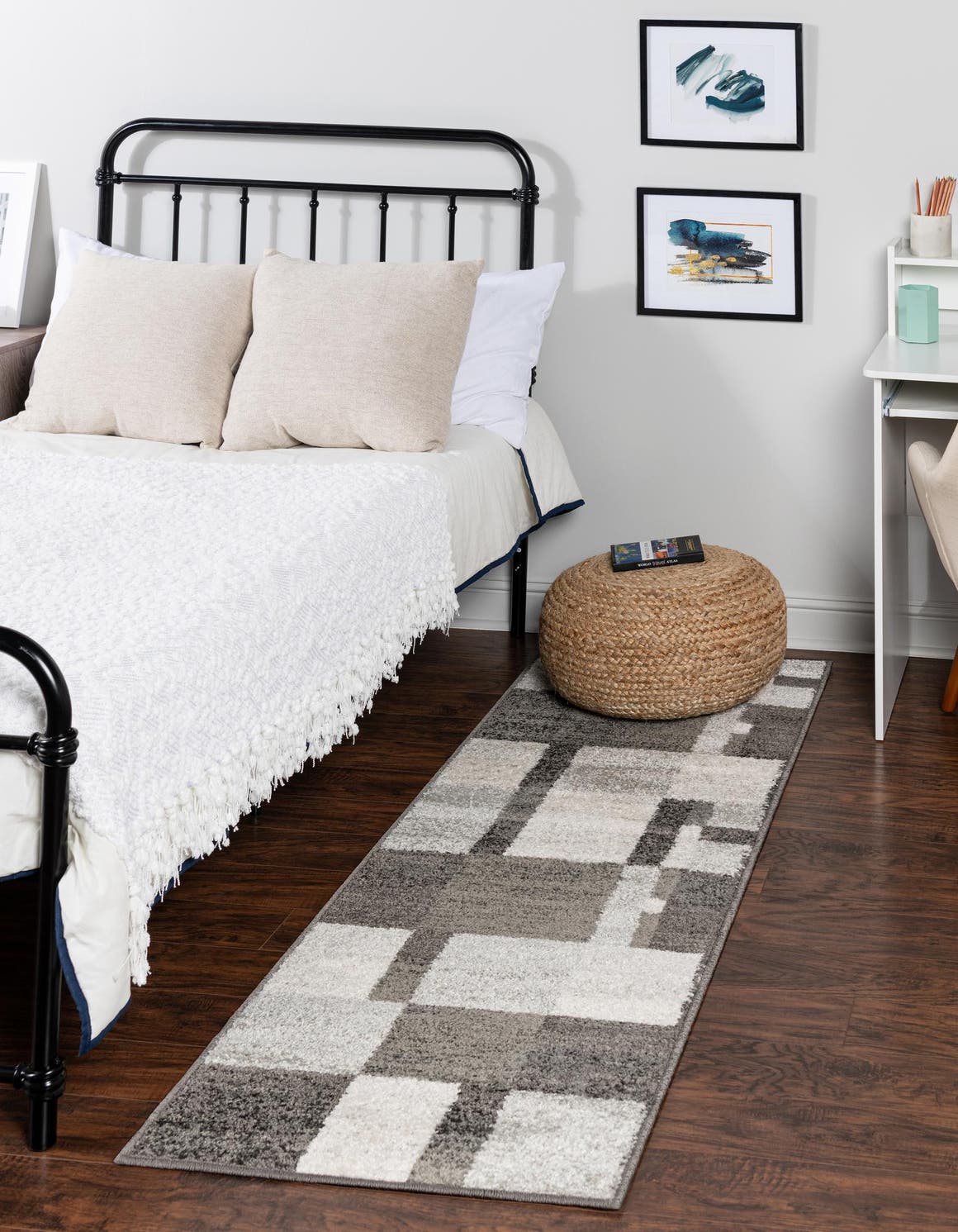 Gray 2' 7 x 12' Autumn Runner Area Rug 100% Polypropylene Durable Jute Backing Living Dining Room Bedroom Office Modern Decor Carpet for Sale at Rug Engine