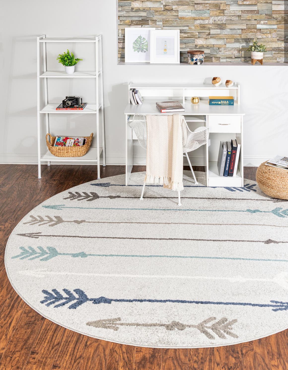 Light Gray 7' 10 x 7' 10 Autumn Round Area Rug 100% Polypropylene Durable Jute Backing Living Dining Room Bedroom Office Modern Decor Carpet for Sale at Rug Engine