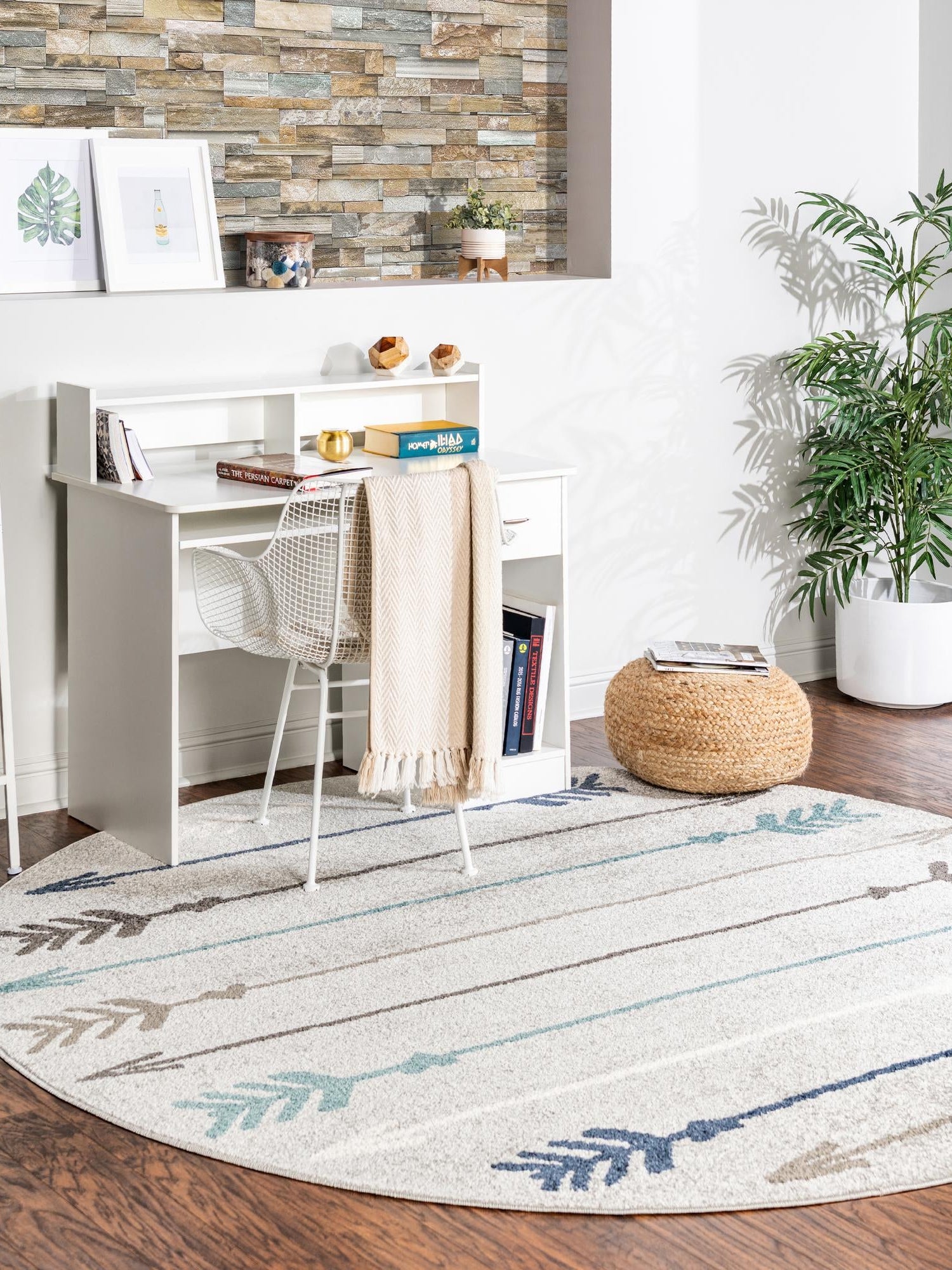 Light Gray 7' 10 x 7' 10 Autumn Round Area Rug 100% Polypropylene Durable Jute Backing Living Dining Room Bedroom Office Modern Decor Carpet for Sale at Rug Engine