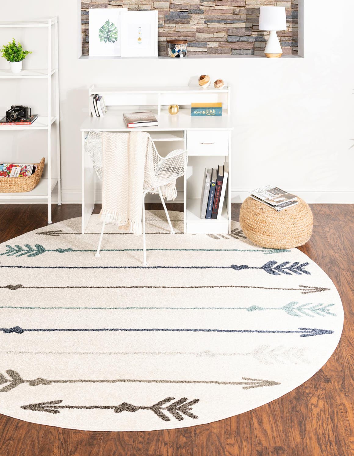 Ivory 3' 1 x 3' 1 Autumn Round Area Rug 100% Polypropylene Durable Jute Backing Living Dining Room Bedroom Office Modern Decor Carpet for Sale at Rug Engine