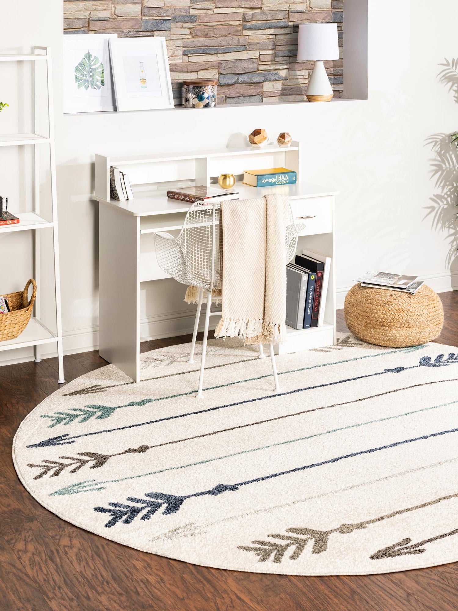 Ivory 3' 1 x 3' 1 Autumn Round Area Rug 100% Polypropylene Durable Jute Backing Living Dining Room Bedroom Office Modern Decor Carpet for Sale at Rug Engine