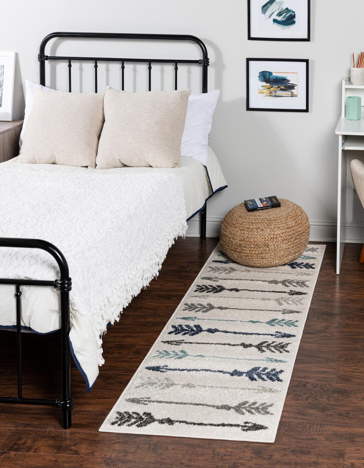 Ivory 2' x 6' 1 Autumn Runner Area Rug 100% Polypropylene Durable Jute Backing Living Dining Room Bedroom Office Modern Decor Carpet for Sale at Rug Engine