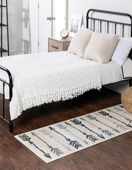 Ivory 2' x 6' 1 Autumn Runner Area Rug 100% Polypropylene Durable Jute Backing Living Dining Room Bedroom Office Modern Decor Carpet for Sale at Rug Engine