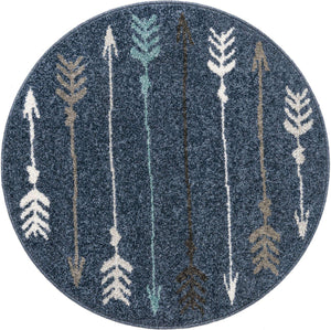 Navy Blue 3' 1 x 3' 1 Autumn Round Area Rug 100% Polypropylene Durable Jute Backing Living Dining Room Bedroom Office Modern Decor Carpet for Sale at Rug Engine