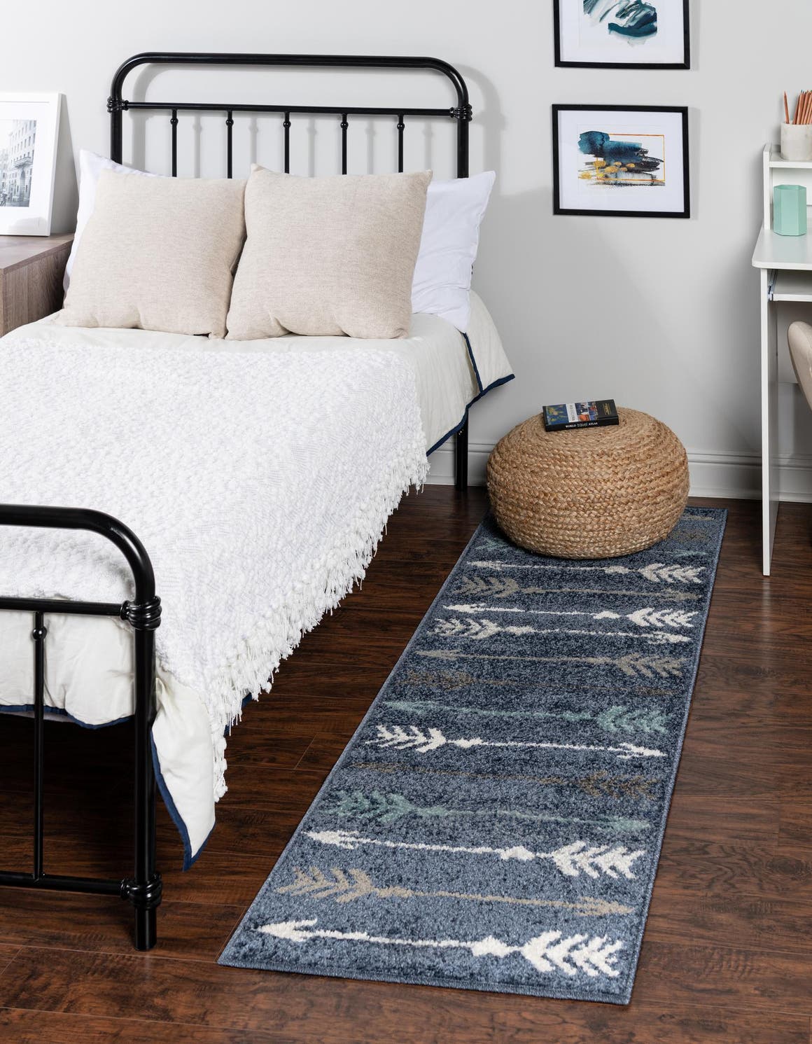 Navy Blue 2' x 6' 1 Autumn Runner Area Rug 100% Polypropylene Durable Jute Backing Living Dining Room Bedroom Office Modern Decor Carpet for Sale at Rug Engine