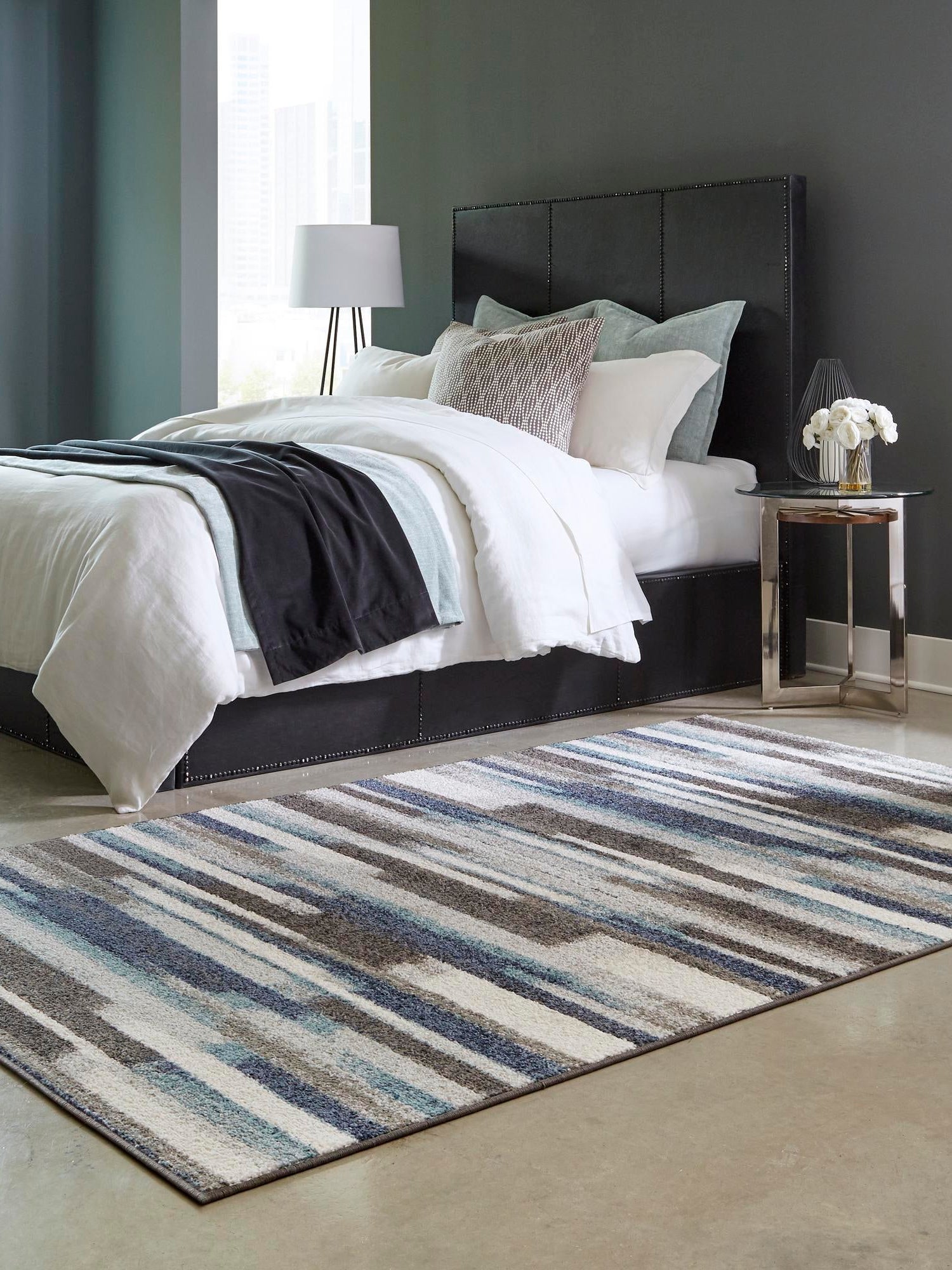 Blue Gray 9' x 12' Autumn Rectangle Area Rug 100% Polypropylene Durable Jute Backing Living Dining Room Bedroom Office Modern Decor Carpet for Sale at Rug Engine