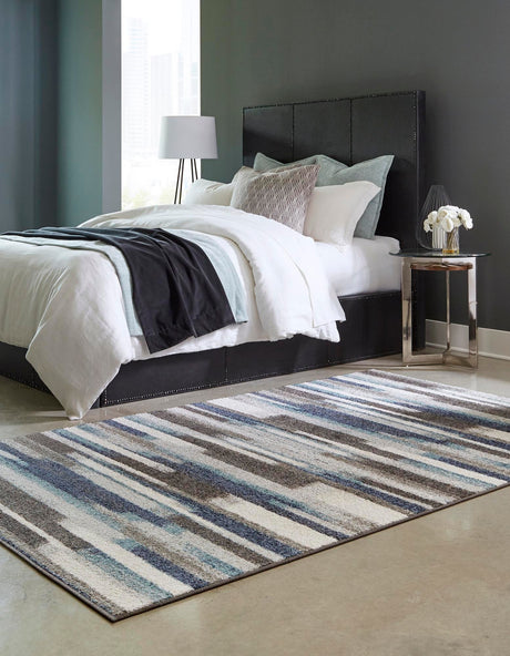 Blue Gray 5' 3 x 8' Autumn Rectangle Area Rug 100% Polypropylene Durable Jute Backing Living Dining Room Bedroom Office Modern Decor Carpet for Sale at Rug Engine