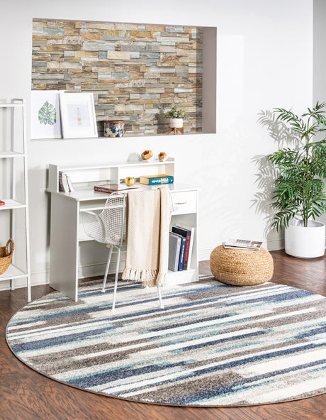 Blue Gray 3' 1 x 3' 1 Autumn Round Area Rug 100% Polypropylene Durable Jute Backing Living Dining Room Bedroom Office Modern Decor Carpet for Sale at Rug Engine