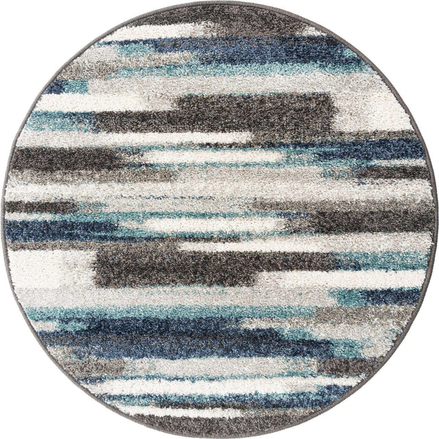 Blue Gray 3' 1 x 3' 1 Autumn Round Area Rug 100% Polypropylene Durable Jute Backing Living Dining Room Bedroom Office Modern Decor Carpet for Sale at Rug Engine