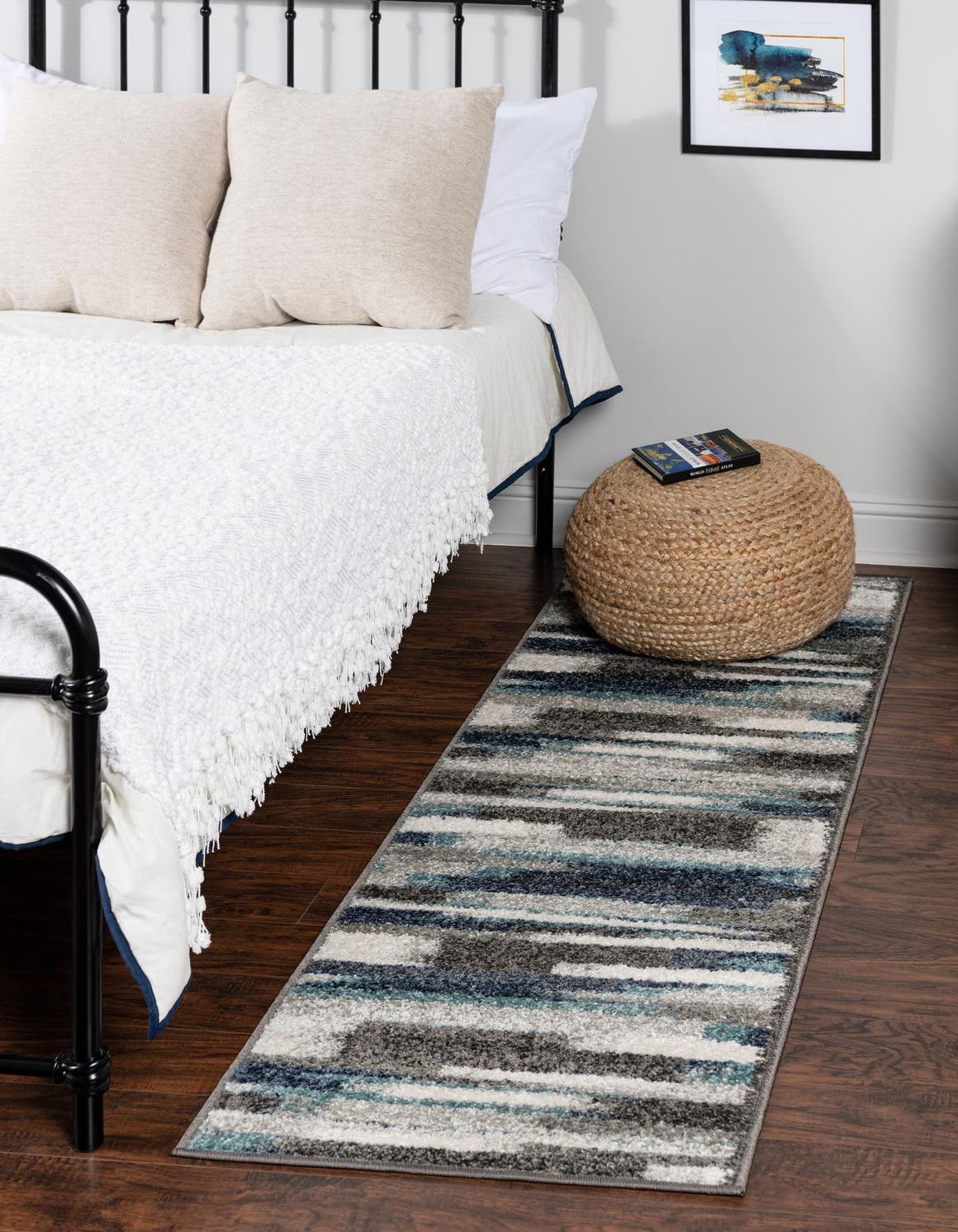 Blue Gray 2' x 6' 1 Autumn Runner Area Rug 100% Polypropylene Durable Jute Backing Living Dining Room Bedroom Office Modern Decor Carpet for Sale at Rug Engine