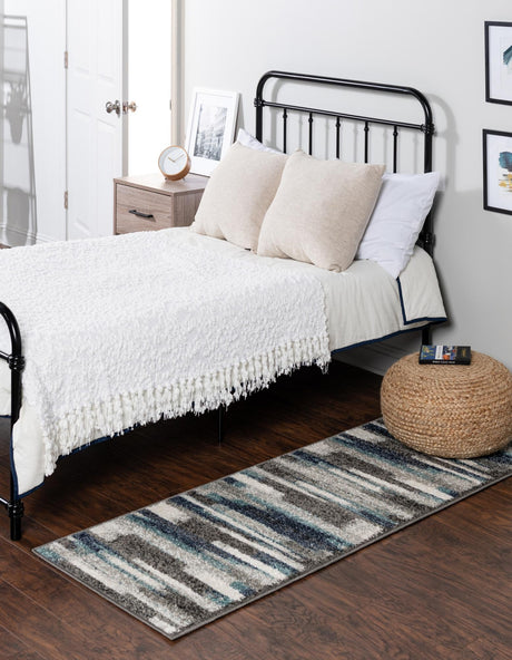 Blue Gray 2' x 6' 1 Autumn Runner Area Rug 100% Polypropylene Durable Jute Backing Living Dining Room Bedroom Office Modern Decor Carpet for Sale at Rug Engine