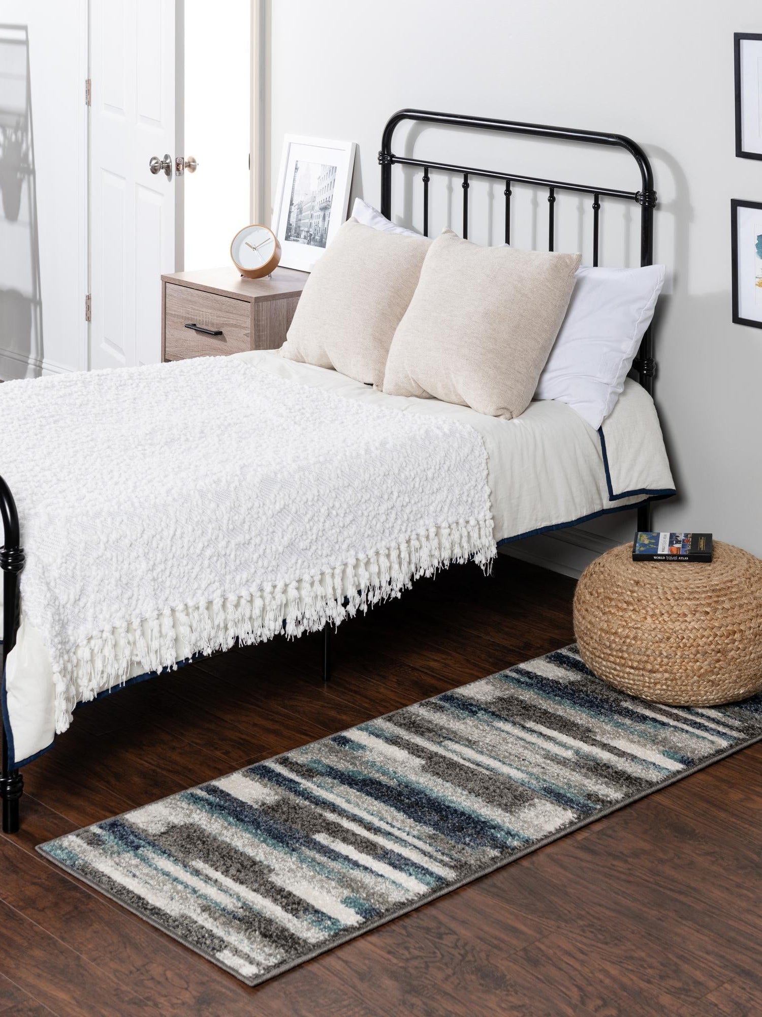 Blue Gray 2' 7 x 10' Autumn Runner Area Rug 100% Polypropylene Durable Jute Backing Living Dining Room Bedroom Office Modern Decor Carpet for Sale at Rug Engine