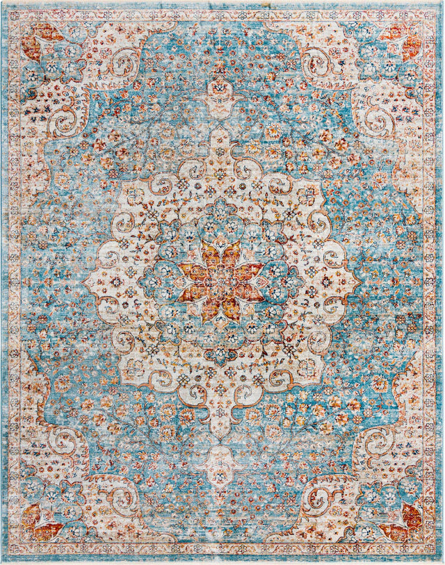 Blue 7' 10 x 10' 2 Newport Rectangle Area Rug 100% Polypropylene Traditional Distressed Classic Contemporary Carpet for Home Decor for Sale at Rug Engine