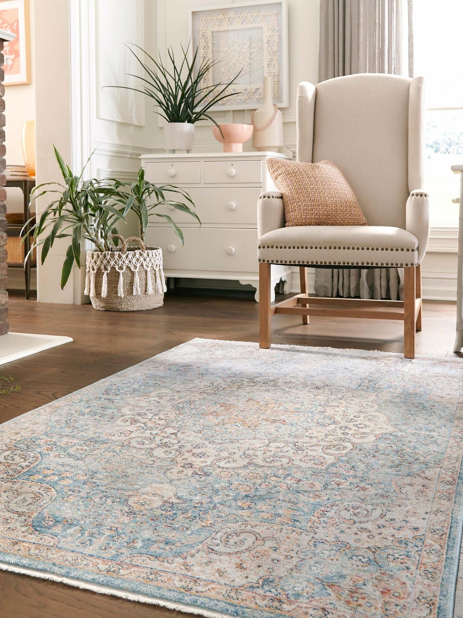 Blue 3' 3 x 5' 3 Newport Rectangle Area Rug 100% Polypropylene Traditional Distressed Classic Contemporary Carpet for Home Decor for Sale at Rug Engine