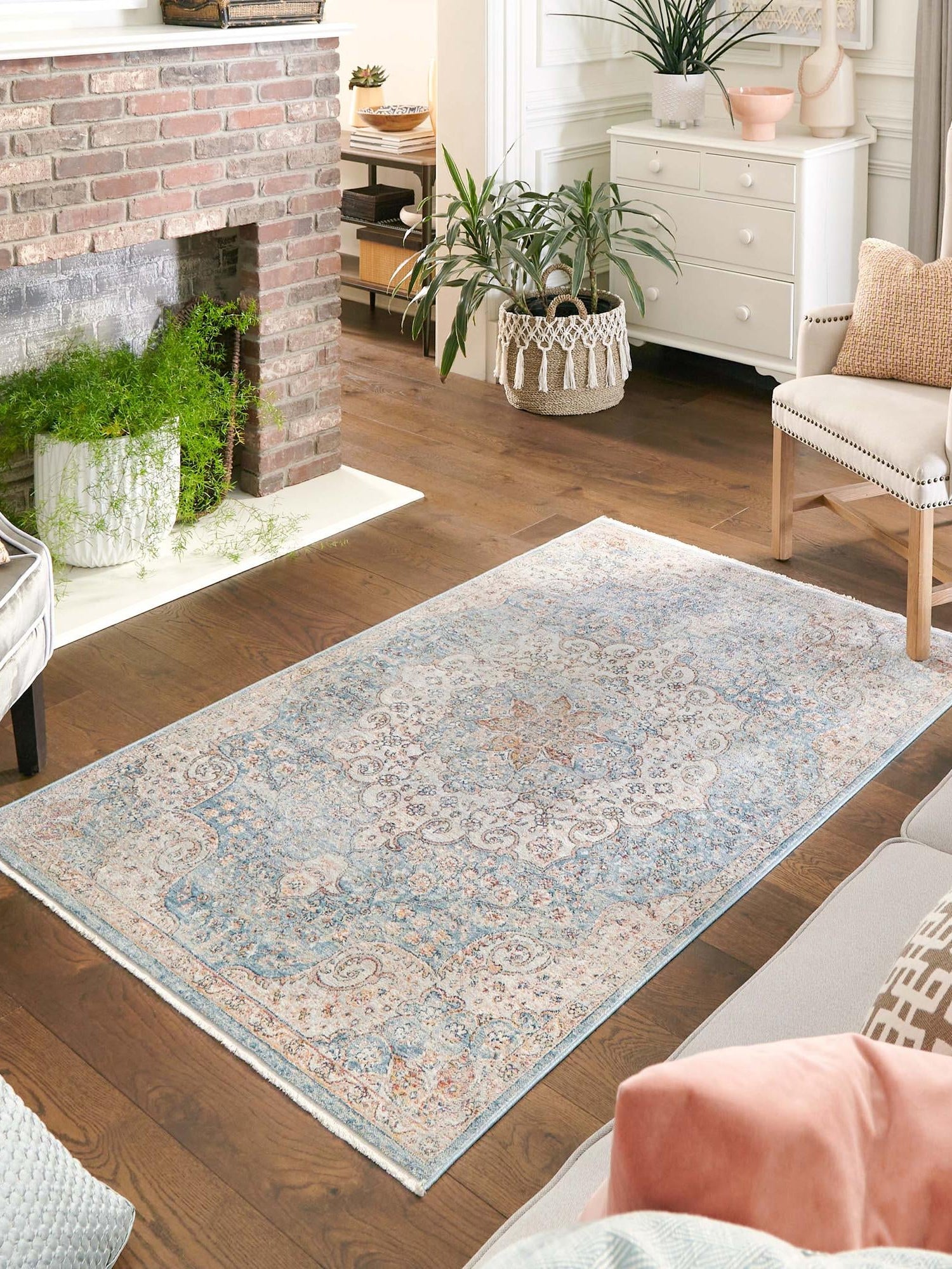 Blue 7' 1 x 10' Newport Rectangle Area Rug 100% Polypropylene Traditional Distressed Classic Contemporary Carpet for Home Decor for Sale at Rug Engine