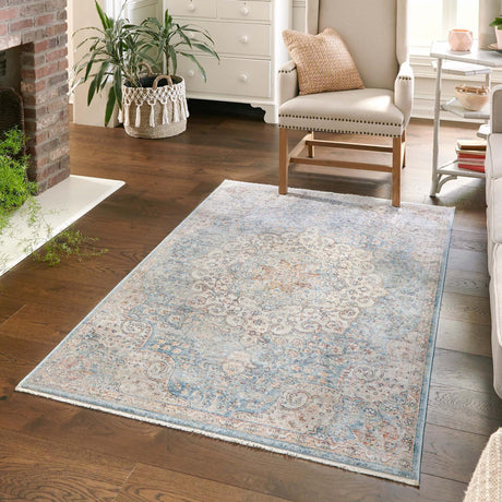 Blue 10' x 13' 1 Newport Rectangle Area Rug 100% Polypropylene Traditional Distressed Classic Contemporary Carpet for Home Decor for Sale at Rug Engine