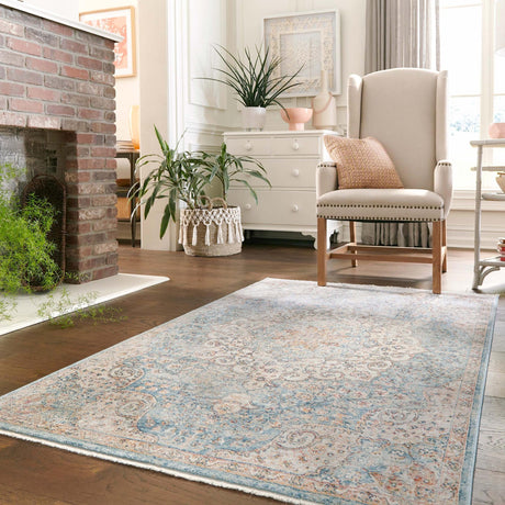 Blue 3' 3 x 5' 3 Newport Rectangle Area Rug 100% Polypropylene Traditional Distressed Classic Contemporary Carpet for Home Decor for Sale at Rug Engine