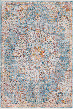 Blue 5' 3 x 8' Newport Rectangle Area Rug 100% Polypropylene Traditional Distressed Classic Contemporary Carpet for Home Decor for Sale at Rug Engine