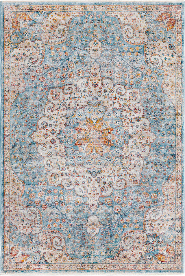 Blue 5' 3 x 8' Newport Rectangle Area Rug 100% Polypropylene Traditional Distressed Classic Contemporary Carpet for Home Decor for Sale at Rug Engine