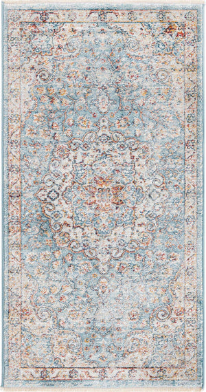Blue 2' x 3' 11 Newport Runner Area Rug 100% Polypropylene Traditional Distressed Classic Contemporary Carpet for Home Decor for Sale at Rug Engine