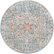 Blue 3' 11 x 3' 11 Newport Round Area Rug 100% Polypropylene Traditional Distressed Classic Contemporary Carpet for Home Decor for Sale at Rug Engine