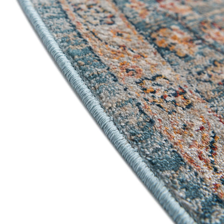 Blue 7' x 7' Newport Round Area Rug 100% Polypropylene Traditional Distressed Classic Contemporary Carpet for Home Decor for Sale at Rug Engine
