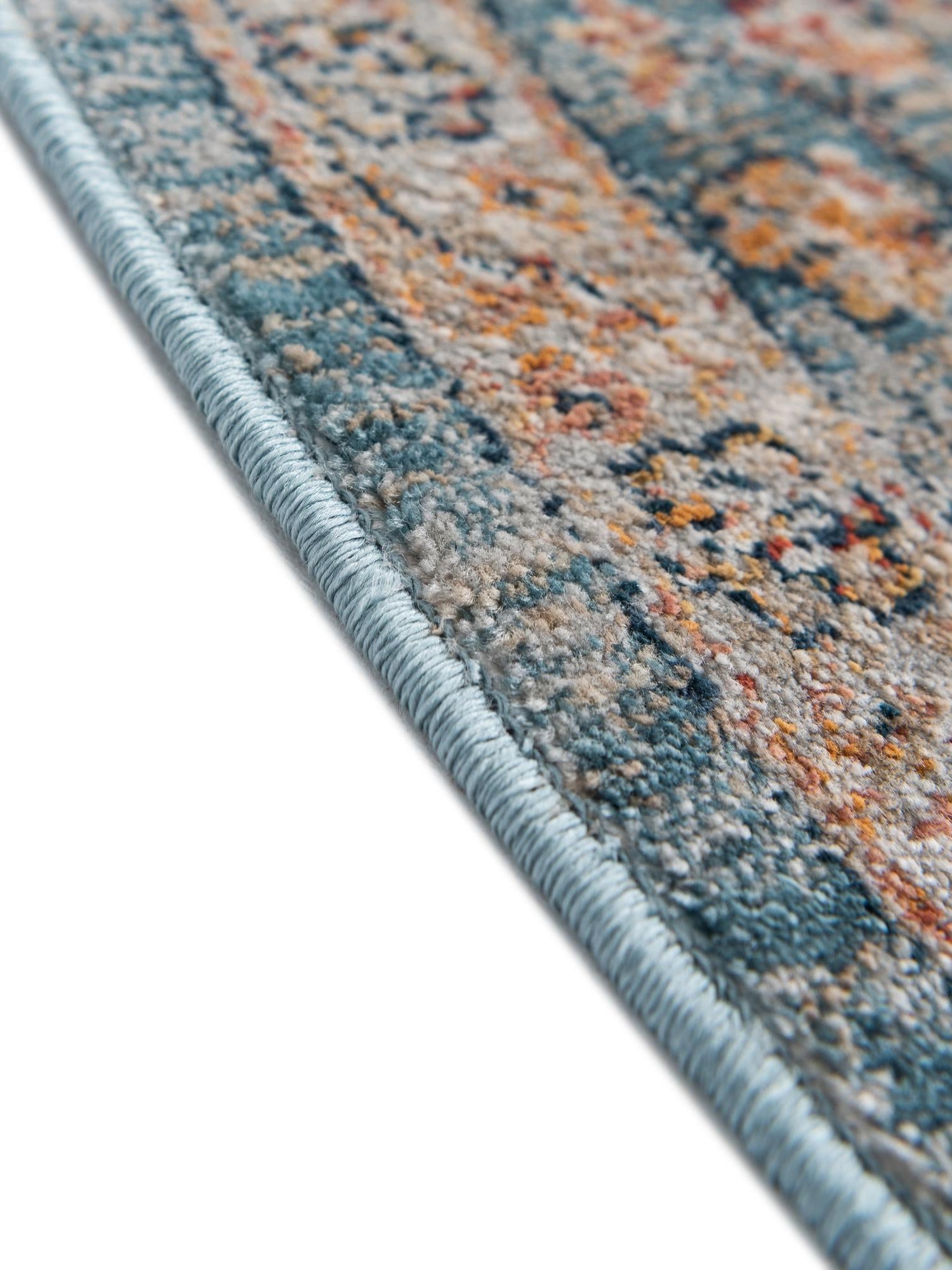 Blue 10' 2 x 10' 2 Newport Round Area Rug 100% Polypropylene Traditional Distressed Classic Contemporary Carpet for Home Decor for Sale at Rug Engine