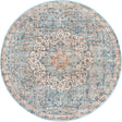 Blue 5' 3 x 5' 3 Newport Round Area Rug 100% Polypropylene Traditional Distressed Classic Contemporary Carpet for Home Decor for Sale at Rug Engine