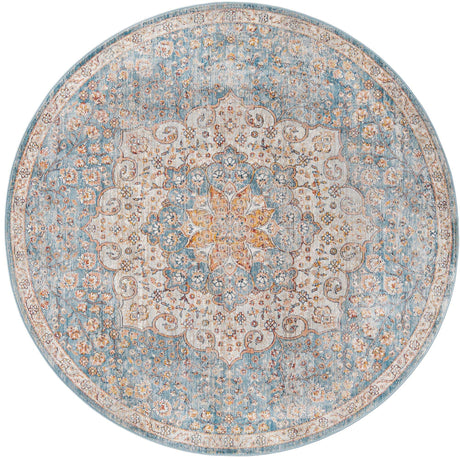 Blue 7' x 7' Newport Round Area Rug 100% Polypropylene Traditional Distressed Classic Contemporary Carpet for Home Decor for Sale at Rug Engine