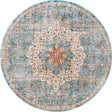 Blue 10' 2 x 10' 2 Newport Round Area Rug 100% Polypropylene Traditional Distressed Classic Contemporary Carpet for Home Decor for Sale at Rug Engine